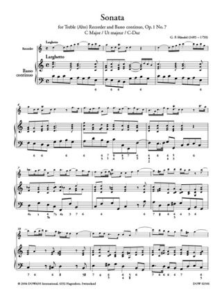Sonate op. 1 n° 7 en ut maj. - Treble recorder Bc - HAENDEL